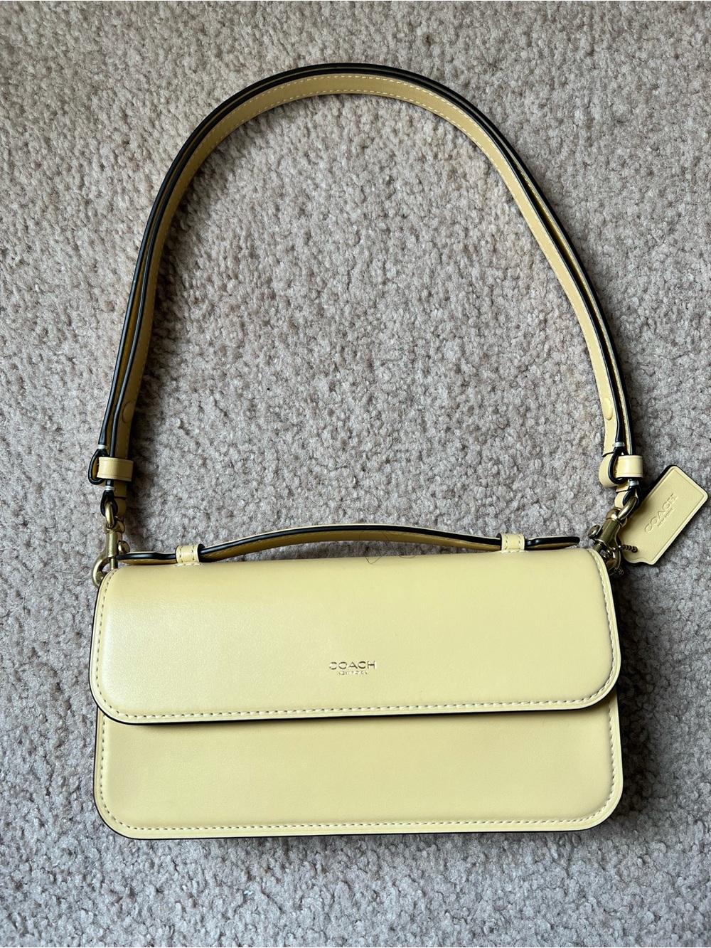 Coach New York Elora Top Handle Crossbody Bag - Vanilla - Butter Yellow